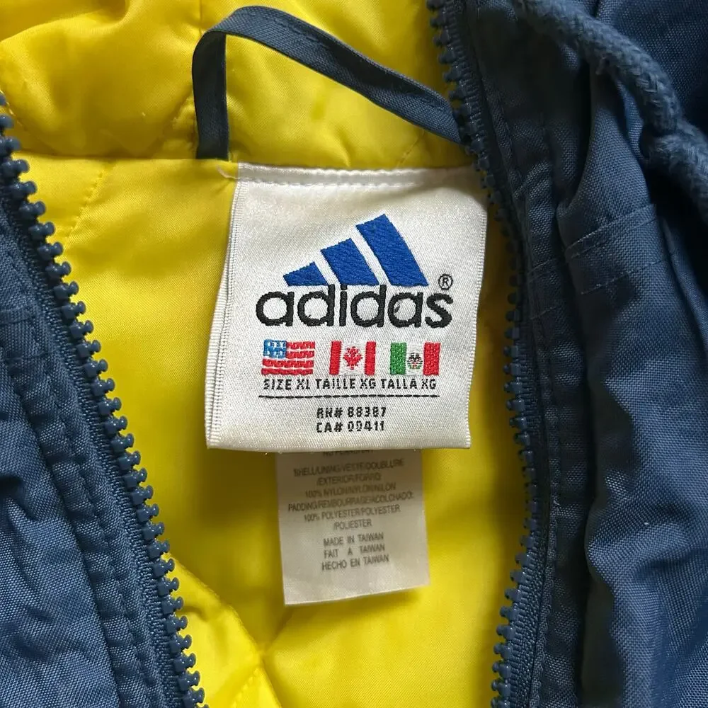 Vintage Adidas winter jacket full zip embroidered logo back 90s streetwear XL